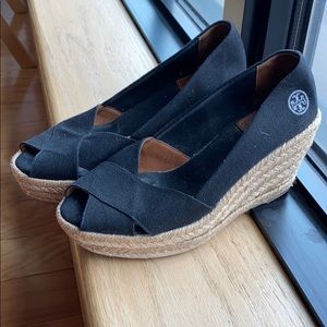 Tory Burch Open Toe Wedges